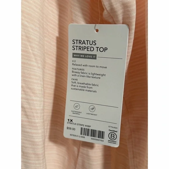 Athleta Cloudlight Stratus Striped Top - Pink NWT SZ 1X - Picture 6 of 14